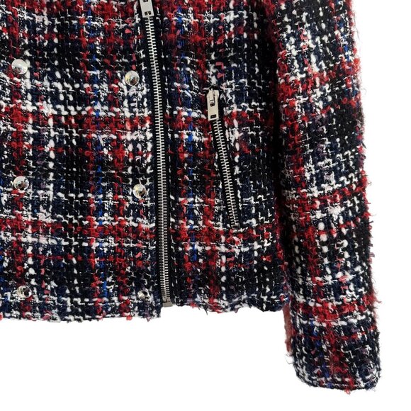 IRO Sloane Women's Tweed Moto Plaid Multicolor Jacket Size 40 IT (US Small) - Picture 4 of 8